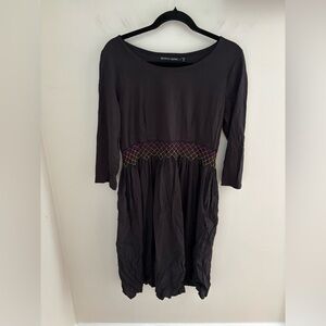 Gudrun Sjoden black midi dress with colorful waist detail size m cotton blend